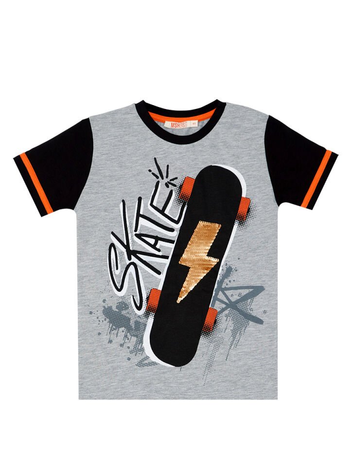 Thunder Skate Erkek Çocuk T-shirt Şort Takım 4 Y - Siyah Gri
