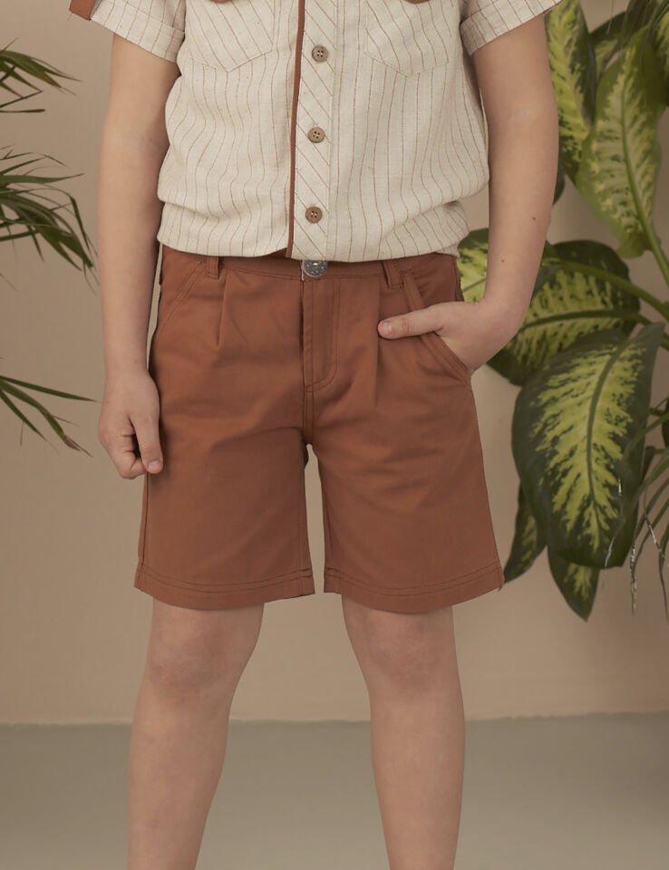 Kahverengi Erkek Çocuk Gabardin Şort 6 Y - Kahverengi