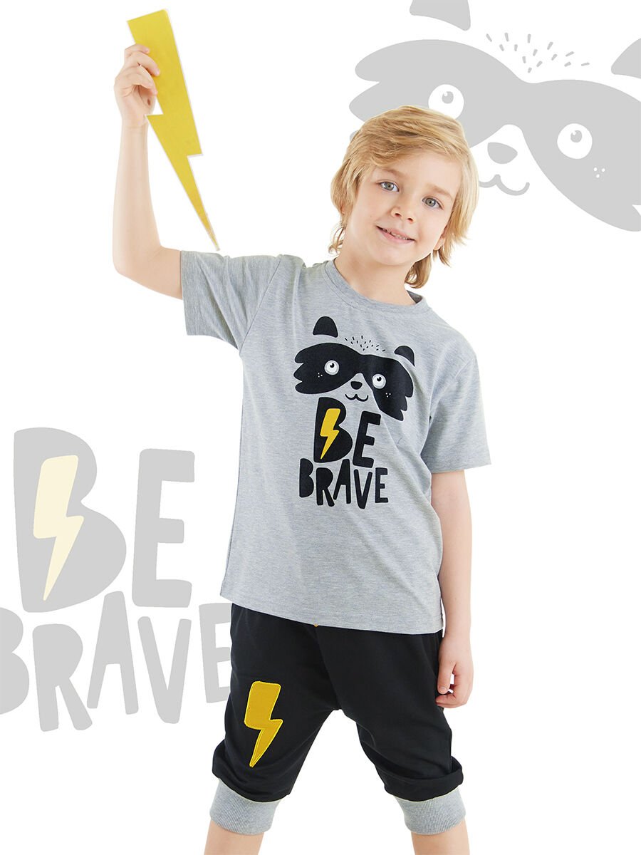 Rakun Erkek Çocuk T-shirt Kapri Şort Takım