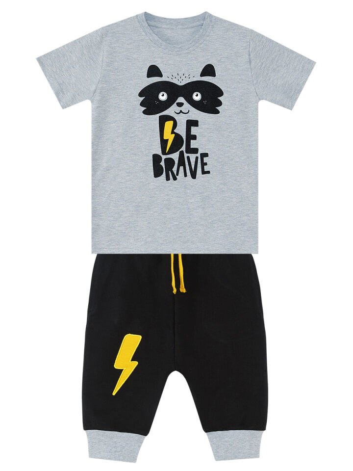 Rakun Erkek Çocuk T-shirt Kapri Şort Takım