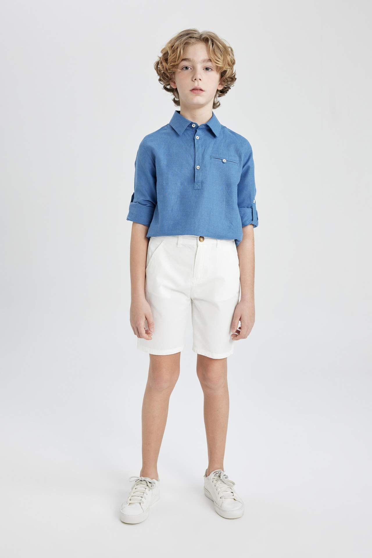 Erkek Çocuk Cepli Basic Düz Gabardin Şort