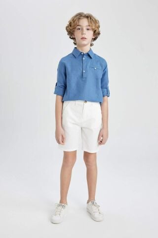 Erkek Çocuk Cepli Basic Düz Gabardin Şort