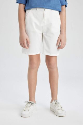 Erkek Çocuk Cepli Basic Düz Gabardin Şort