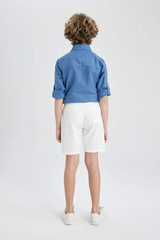 Erkek Çocuk Cepli Basic Düz Gabardin Şort