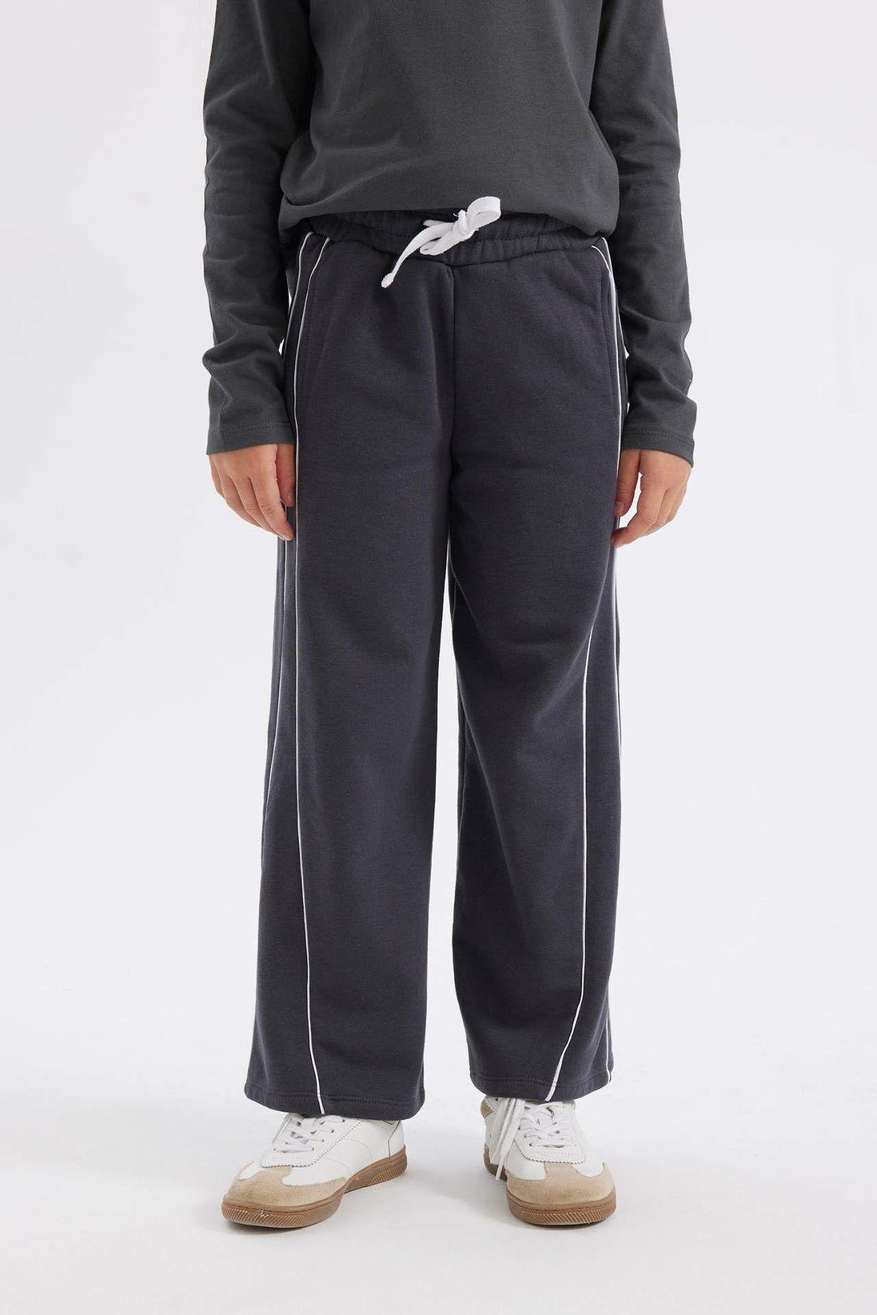 Kız Çocuk Wide Leg Geniş Bol Paça Beli Lastikli Eşofman Altı