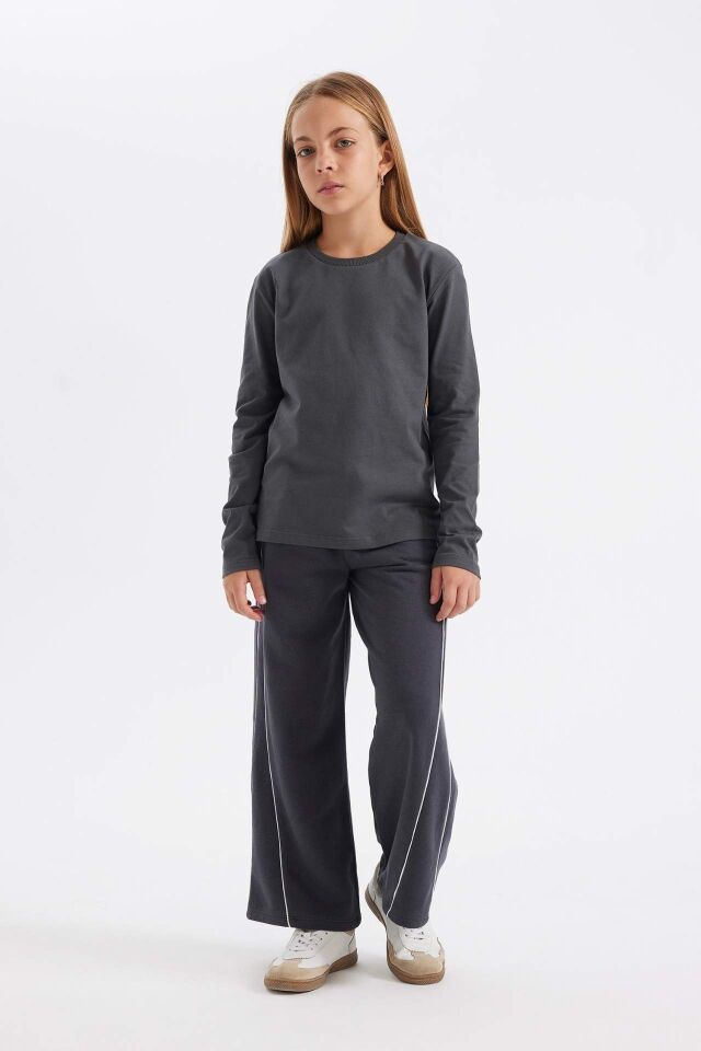 Kız Çocuk Wide Leg Geniş Bol Paça Beli Lastikli Eşofman Altı