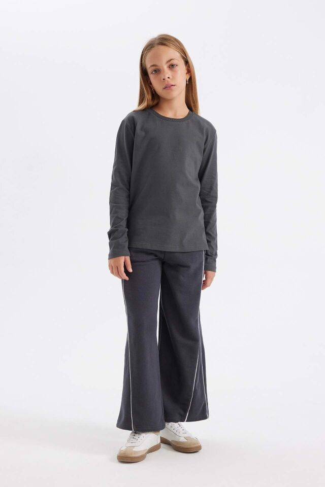 Kız Çocuk Wide Leg Geniş Bol Paça Beli Lastikli Eşofman Altı