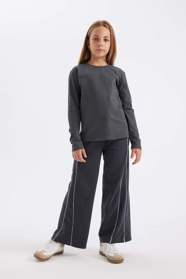 Kız Çocuk Wide Leg Geniş Bol Paça Beli Lastikli Eşofman Altı