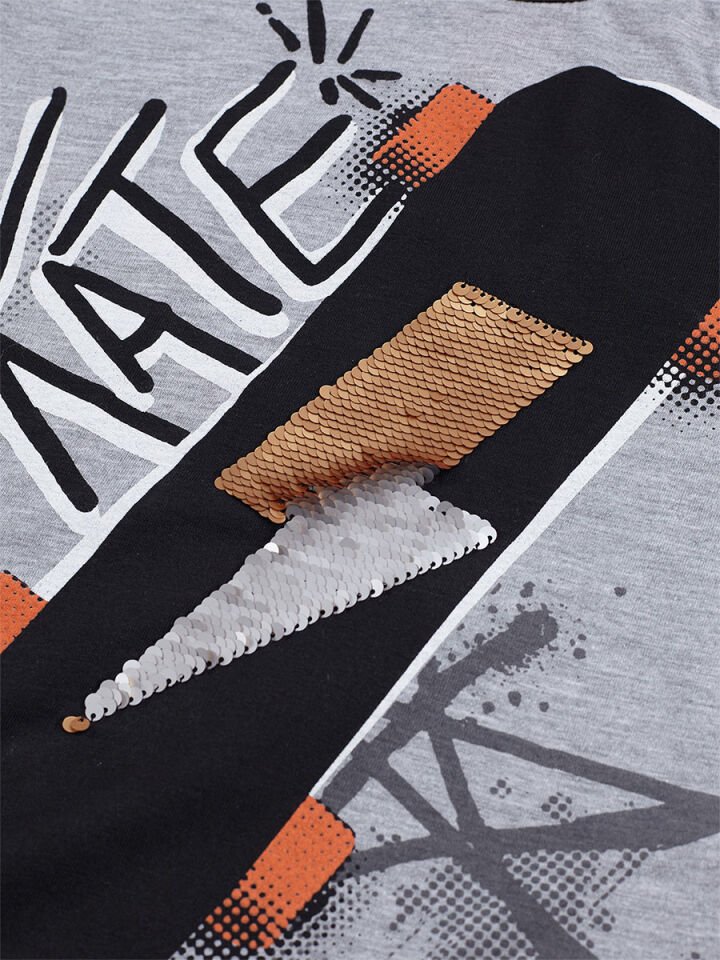 Thunder Skate Erkek Çocuk T-shirt Şort Takım 6 Y - Siyah Gri