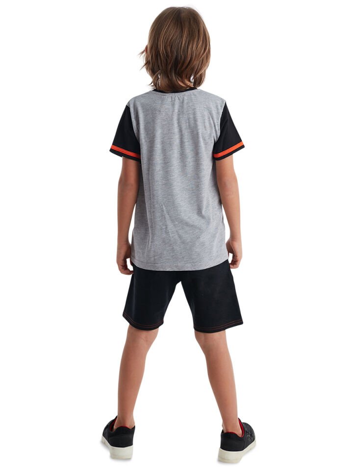 Thunder Skate Erkek Çocuk T-shirt Şort Takım 6 Y - Siyah Gri