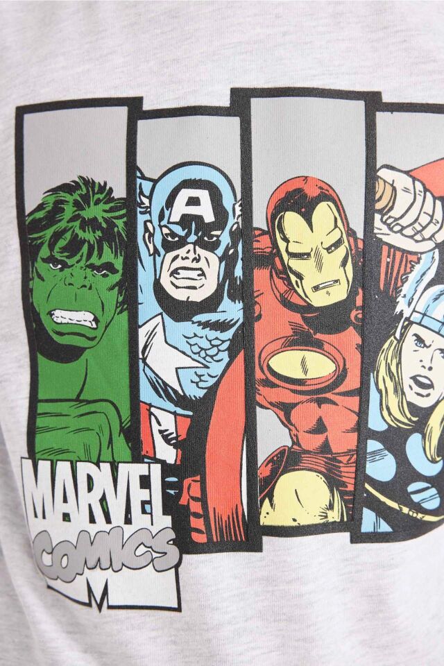 Erkek Çocuk Marvel Comics Bisiklet Yaka Uzun Kollu Gri Tişört