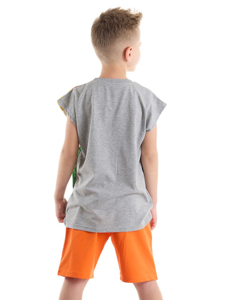 T-Rex Alev Erkek Çocuk T-Shirt Şort Takım 8 Y - Turuncu, Gri