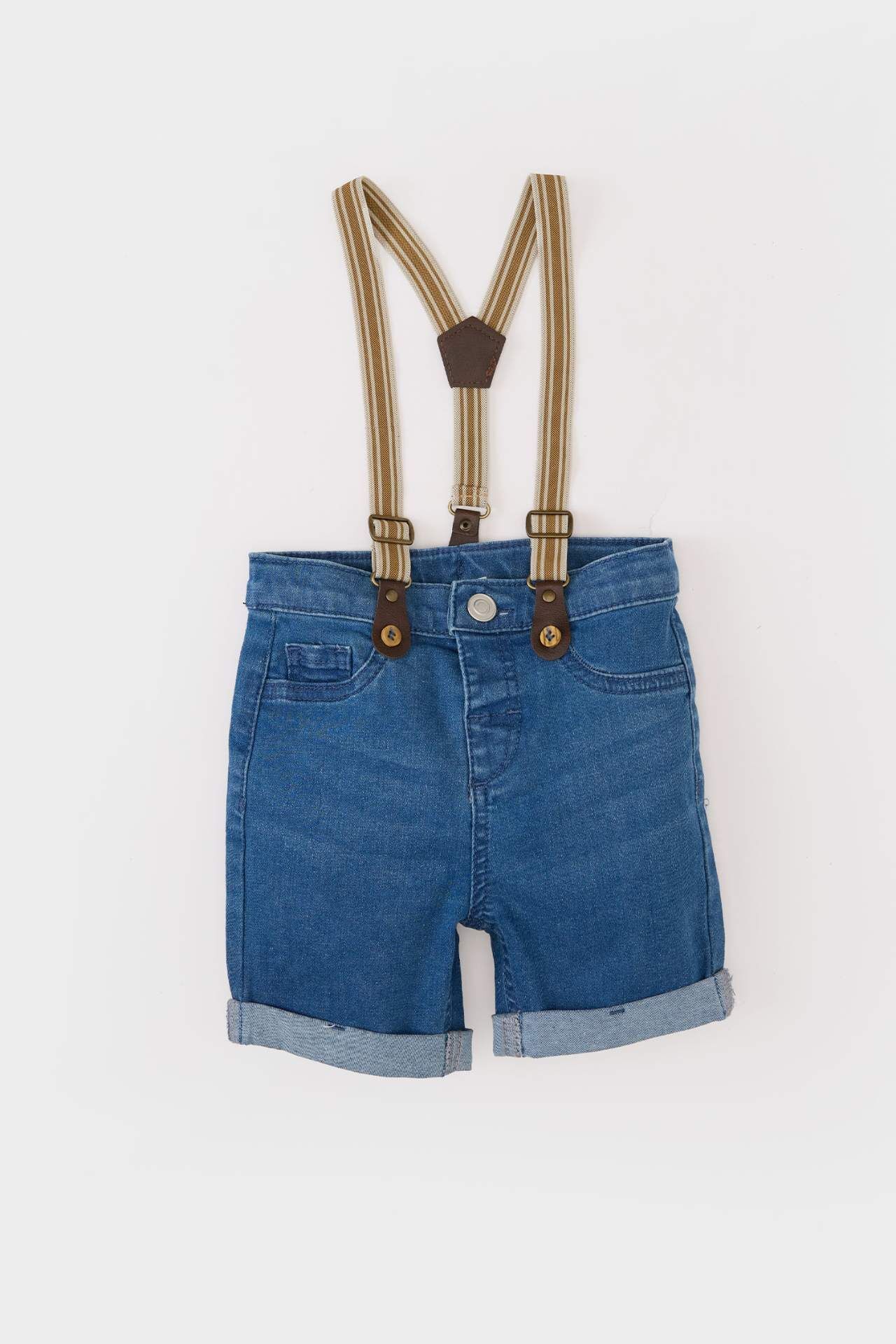 Erkek Bebek Pantolon Askılı Jean Şort