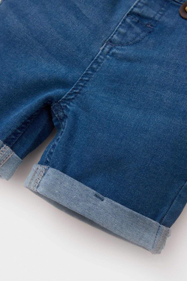 Erkek Bebek Pantolon Askılı Jean Şort
