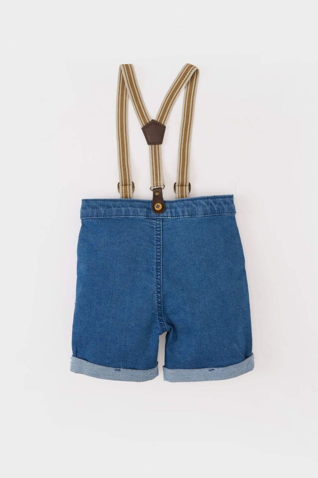 Erkek Bebek Pantolon Askılı Jean Şort