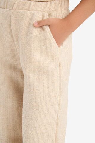 Kız Çocuk Beli Lastikli Wide Leg Geniş Bol Paça Bürümcük Pantolon