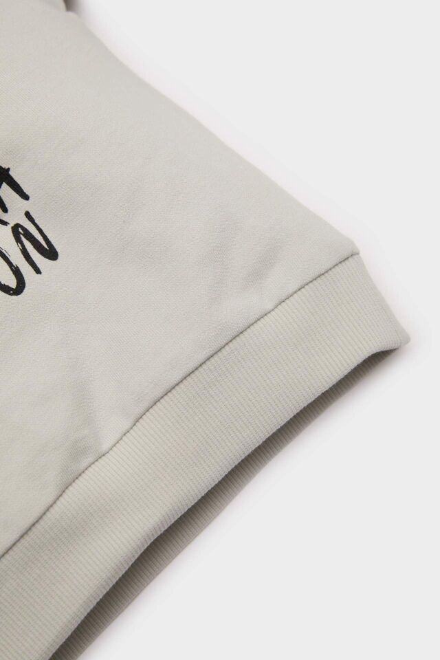 Erkek Bebek Bisiklet Yaka Baskılı Sweatshirt