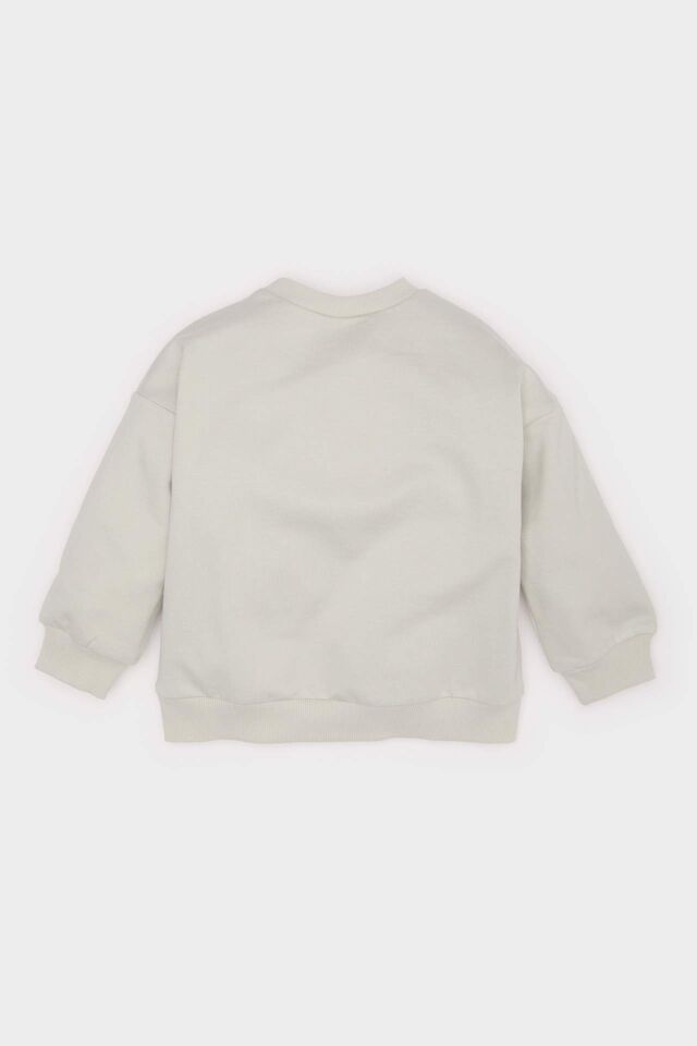 Erkek Bebek Bisiklet Yaka Baskılı Sweatshirt
