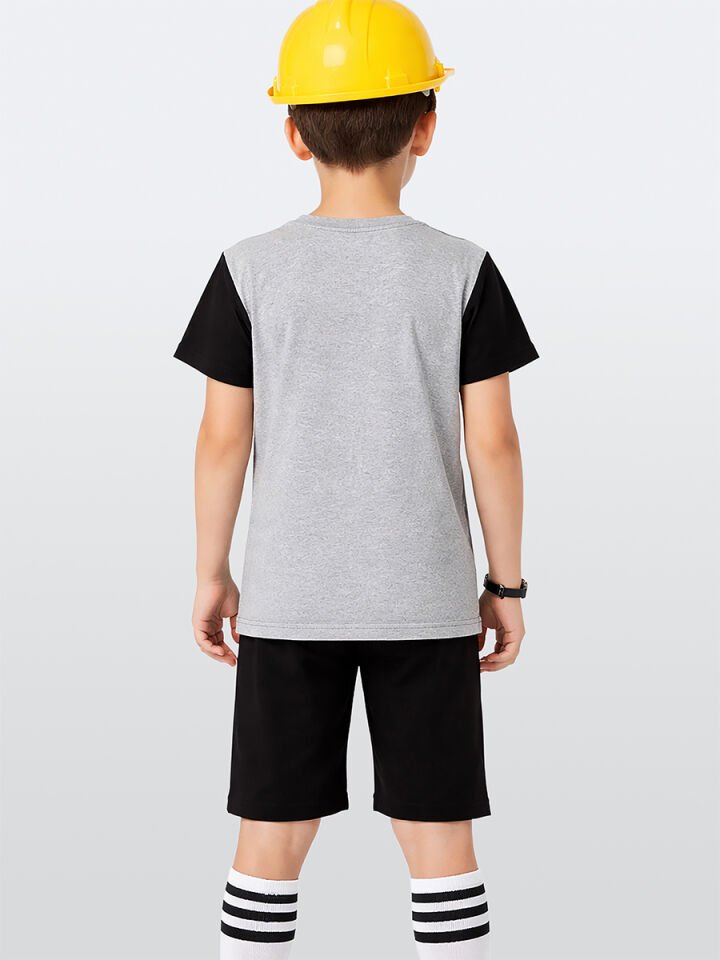 İnşaat Araçları Erkek Çocuk T-shirt Şort Takım 3Y - Gri