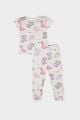 Kız Bebek Pijama Takımı Dinazor Baskılı Kısa Kollu Penye Pijama Üstü Esnek Belli Uzun Pijama Altı