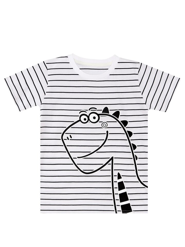 Sevimli Dino Erkek Çocuk T-shirt Kapri Şort Takım 3 Y - Siyah