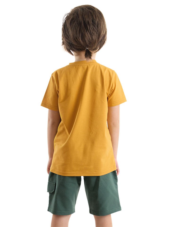 Up Kepçe Erkek Çocuk T-Shirt Şort Takım 6 Y - Haki, Hardal
