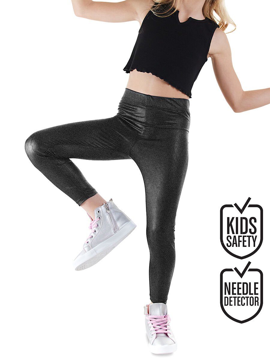 Siyah Kız Çocuk Disko Parlak Tayt