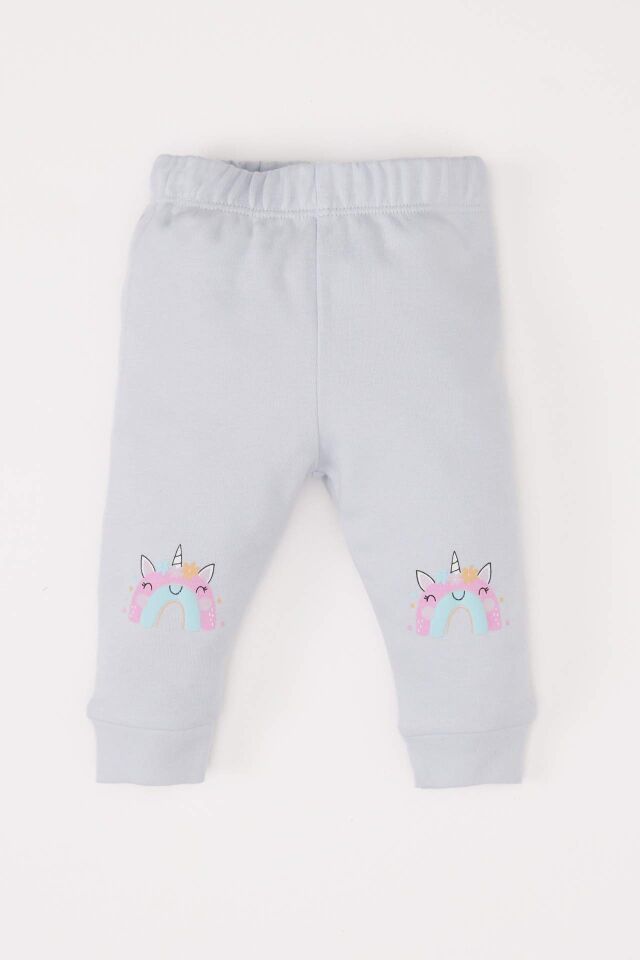 Kız Bebek 2'li Takım Unicorn Baskılı Uzun Kollu Çıtçıtlı Body Beli Lastikli Alt