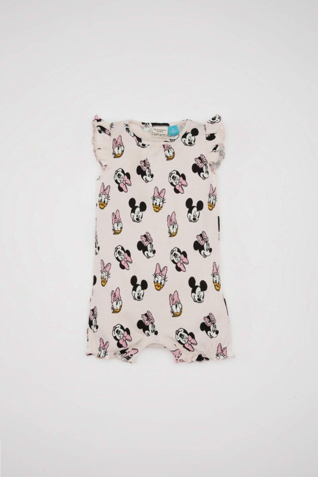 Kız Bebek Yenidoğan Disney Mickey & Minnie Fitilli Kaşkorse Kolsuz Tulum