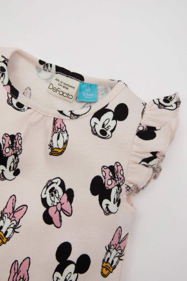 Kız Bebek Yenidoğan Disney Mickey & Minnie Fitilli Kaşkorse Kolsuz Tulum