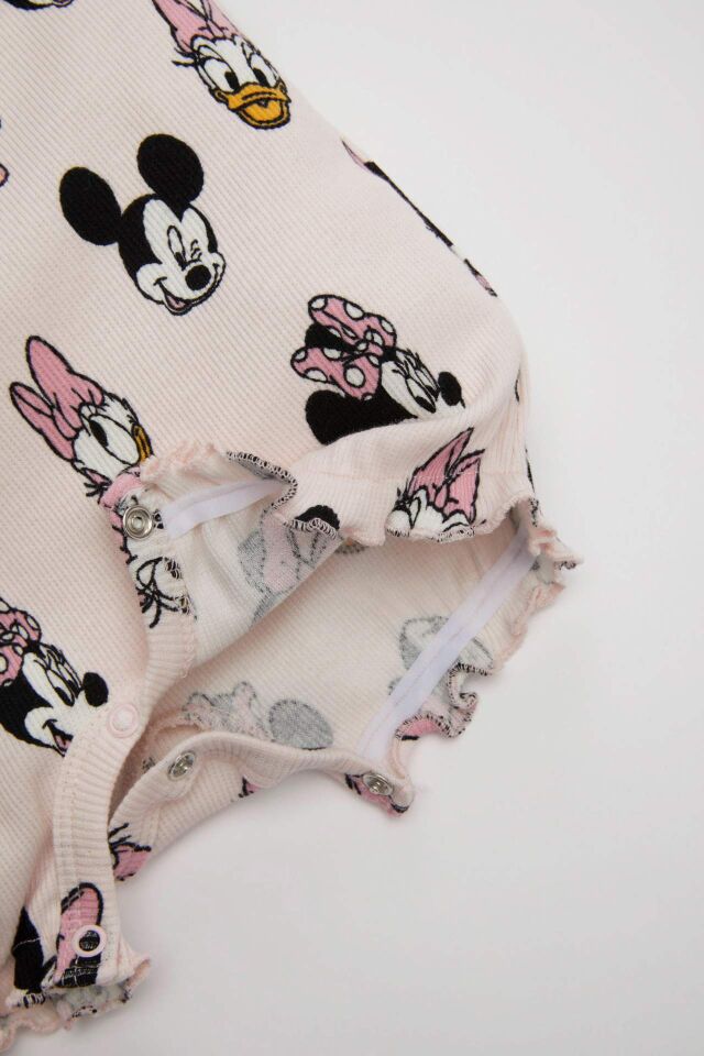 Kız Bebek Yenidoğan Disney Mickey & Minnie Fitilli Kaşkorse Kolsuz Tulum