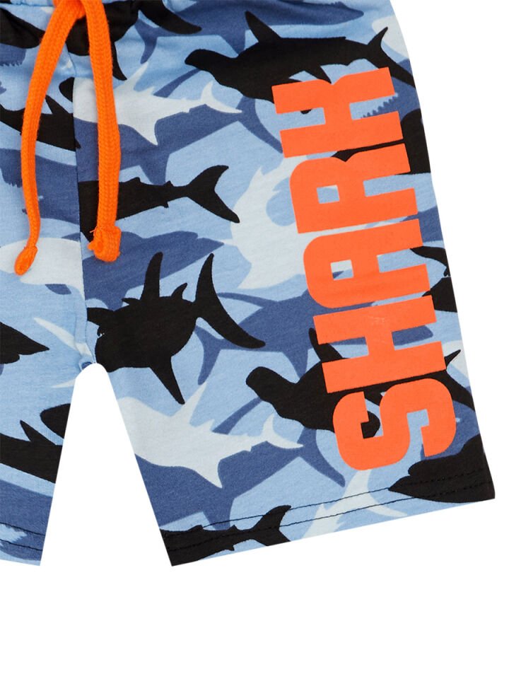 Köpekbalığı Erkek Çocuk T-shirt Şort Takım 9 Y - Mavi Siyah