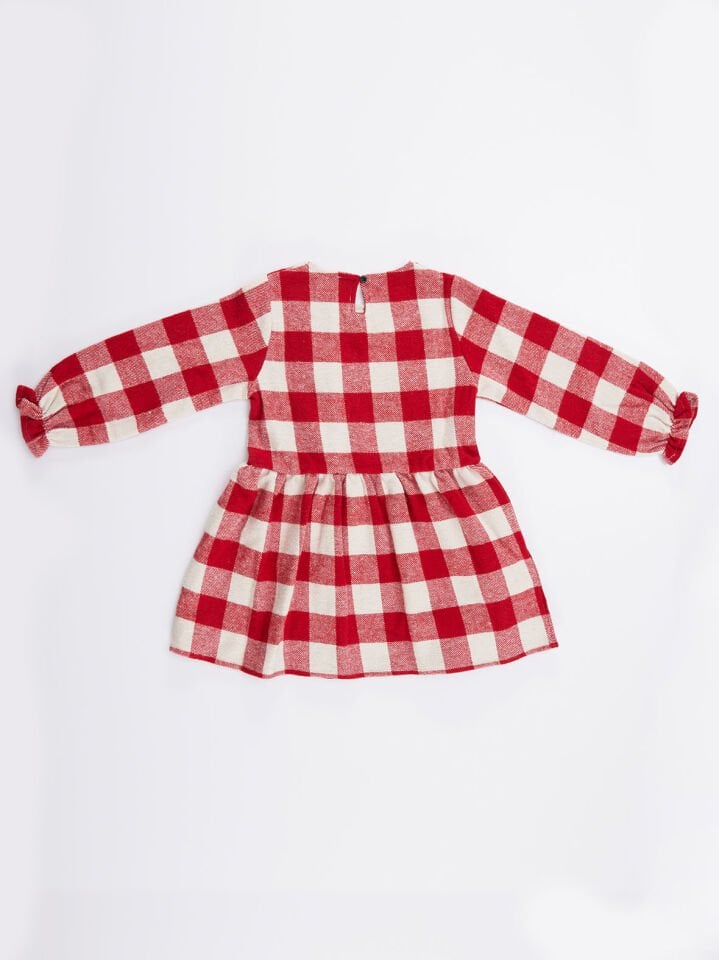 Siyah Tavşan Ekose Kız Çocuk Elbise