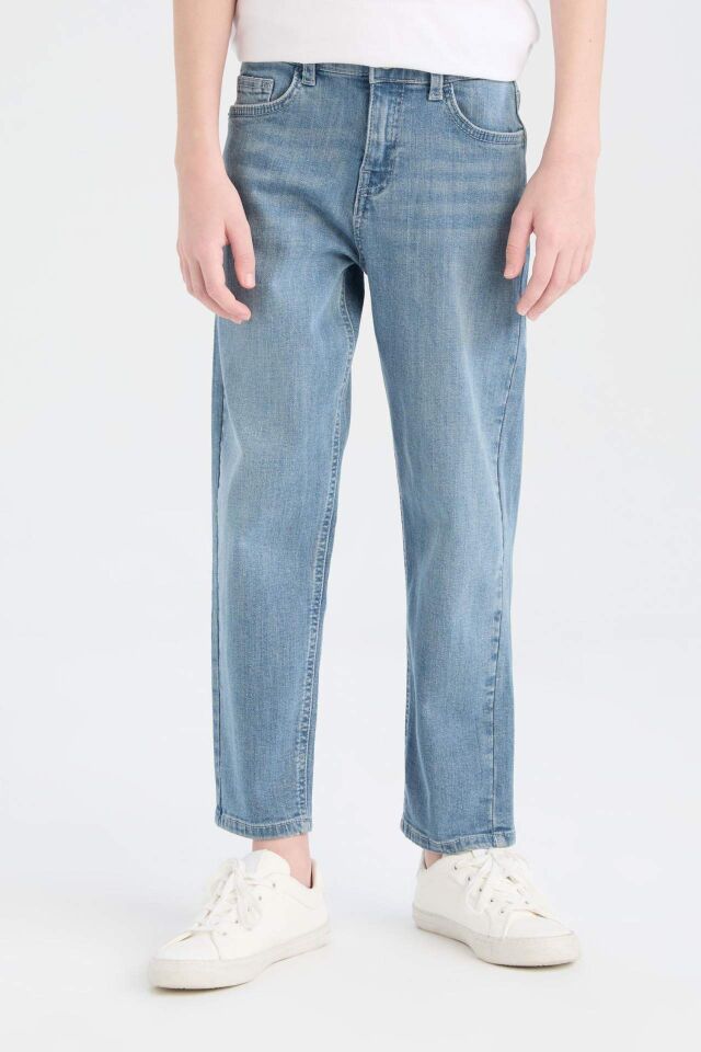 Erkek Çocuk Straight Fit Düz Paça Basic Düz Jean Pantolon