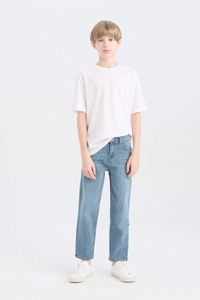 Erkek Çocuk Straight Fit Düz Paça Basic Düz Jean Pantolon