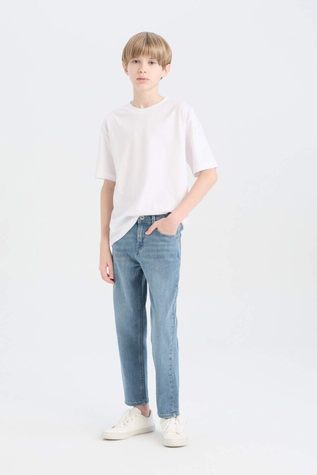 Erkek Çocuk Straight Fit Düz Paça Basic Düz Jean Pantolon