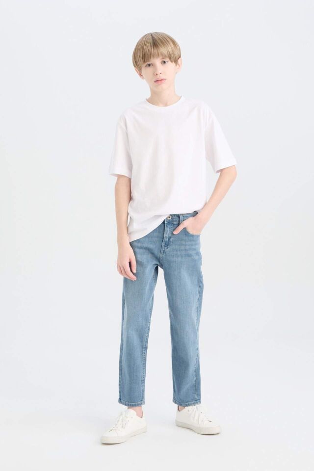 Erkek Çocuk Straight Fit Düz Paça Basic Düz Jean Pantolon