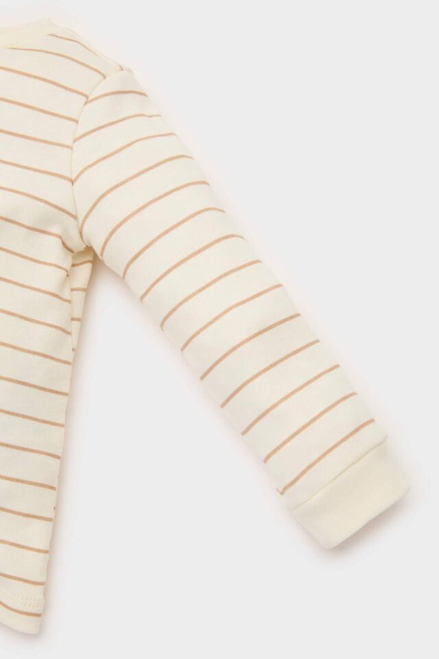 Erkek Bebek Pijama Takımı Dinazor Baskılı Uzun Kollu Üst Beli Lastikli Uzun Alt