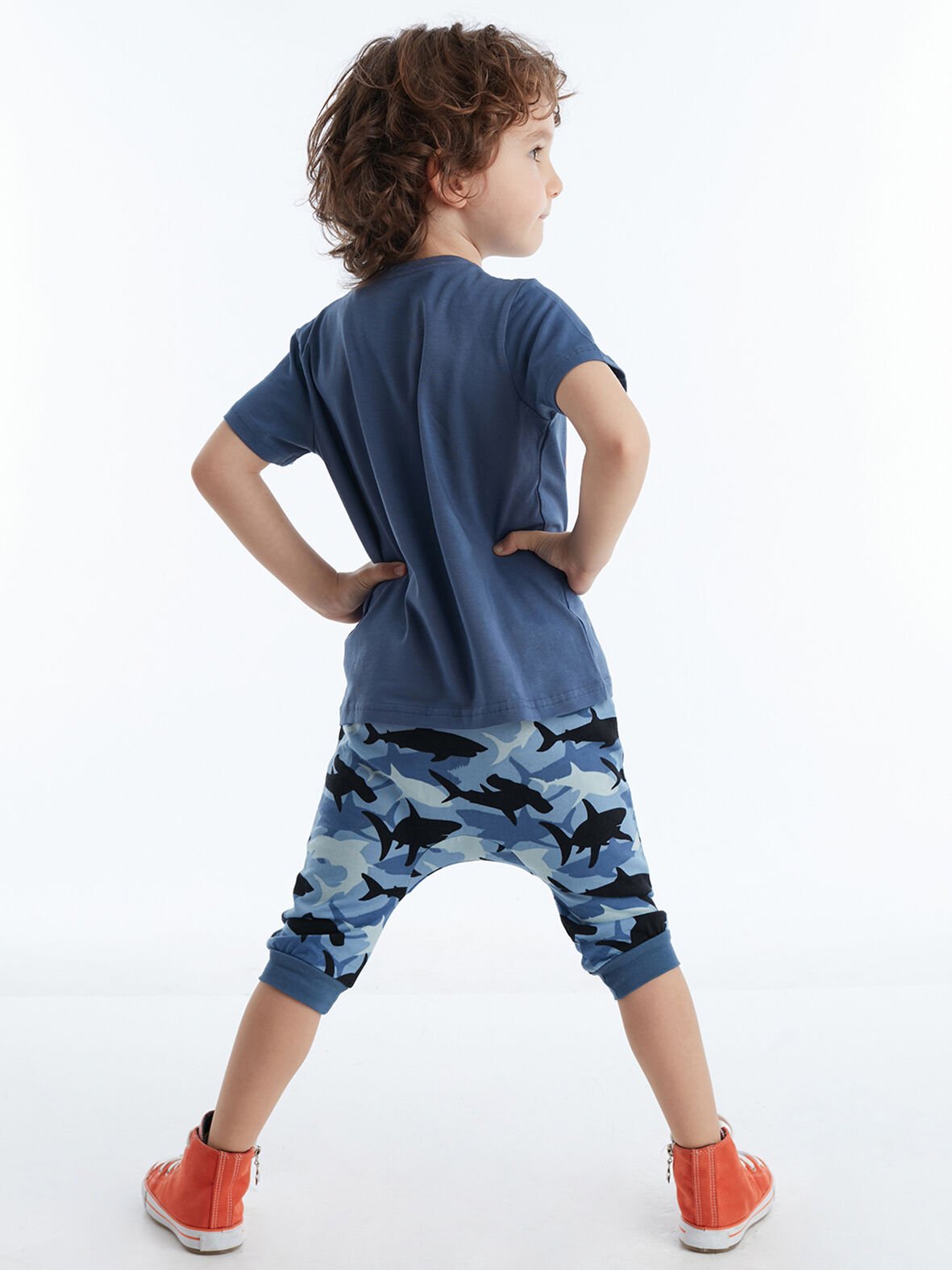 Shark Camo Erkek Çocuk T-shirt Kapri Şort Takım
