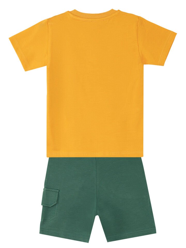 Up Kepçe Erkek Çocuk T-Shirt Şort Takım 9 Y - Haki, Hardal