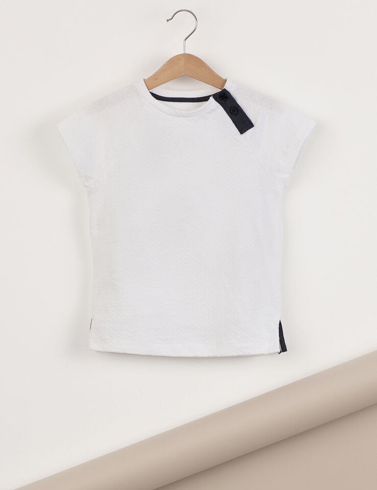 Pat Detaylı Erkek Çocuk Beyaz T-Shirt
