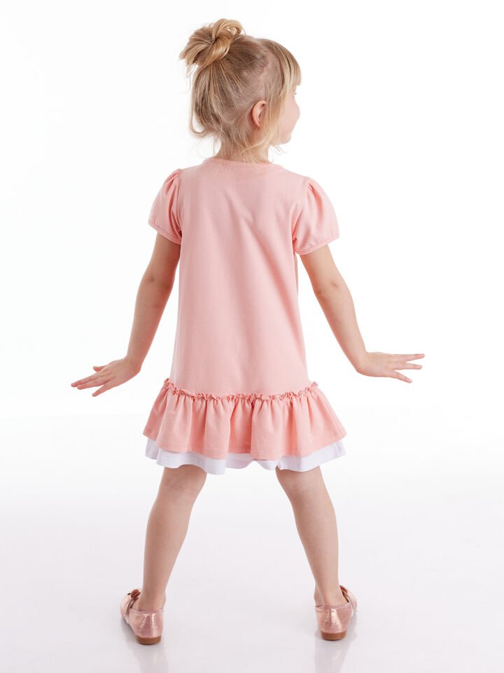 Fırfırlı Tavşan  Kız Çocuk Elbise 2 Y - Pembe Beyaz