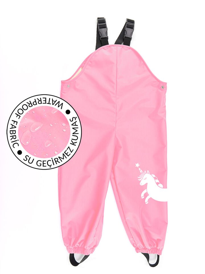 Unicorn Kız Çocuk Su Geçirmez Yağmur Tulumu 7-8 Y - Pembe