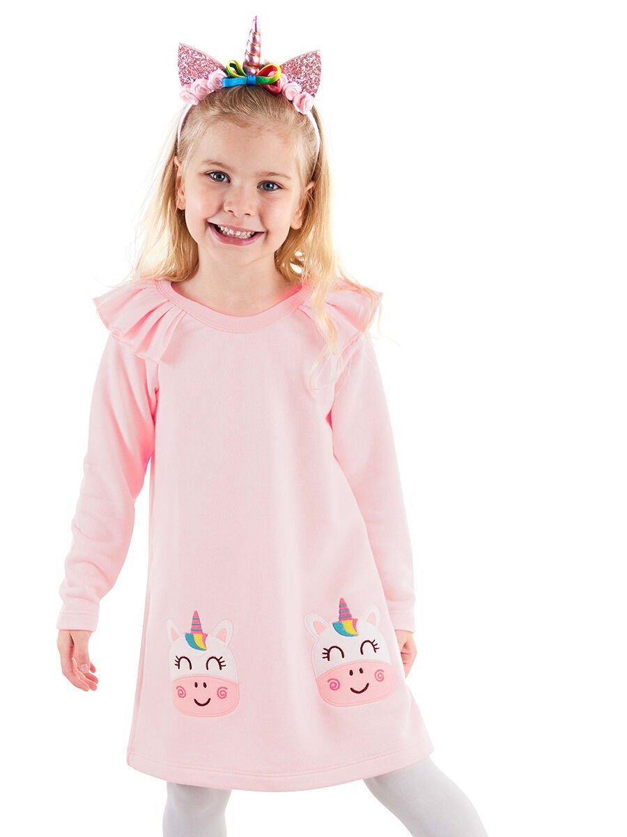Cowcorn Pembe Kız Çocuk Elbise
