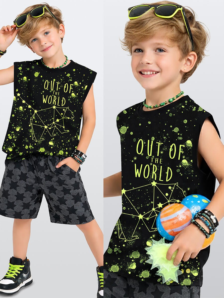 Out Of World Erkek Çocuk T-shirt Şort Takım 4Y - Siyah