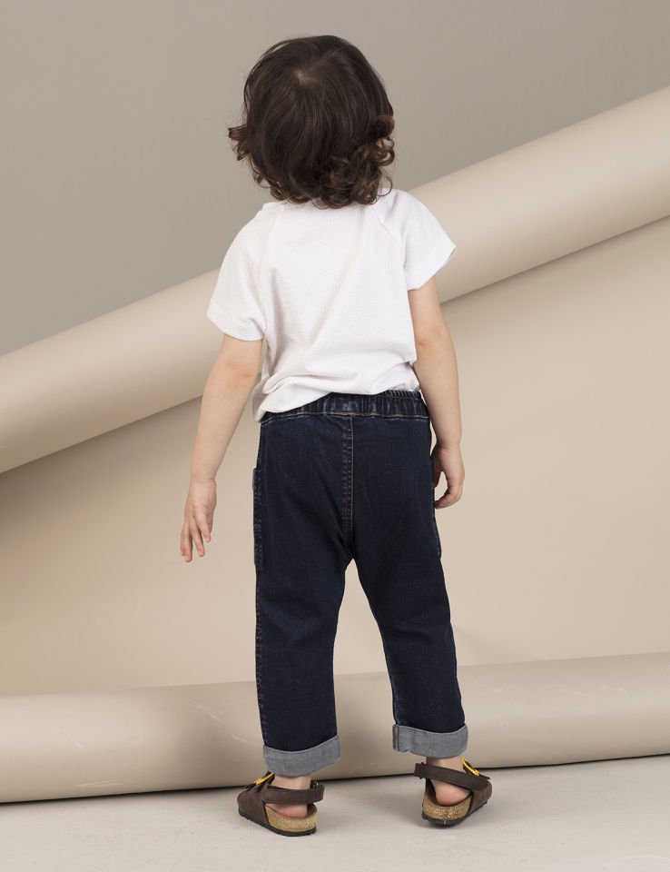 Düğmeli Erkek Çocuk Denim Kapri Şort 5 Y - Lacivert