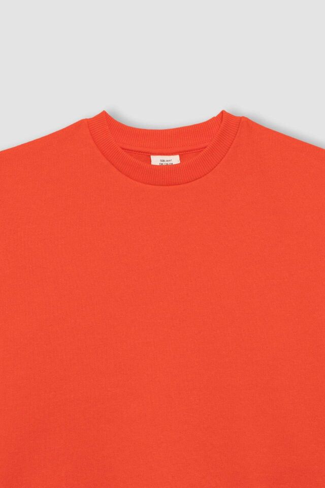 Erkek Çocuk Bisiklet Yaka Basic Düz Sweatshirt