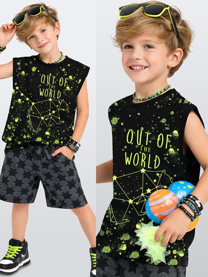Out Of World Erkek Çocuk T-shirt Şort Takım 6Y - Siyah