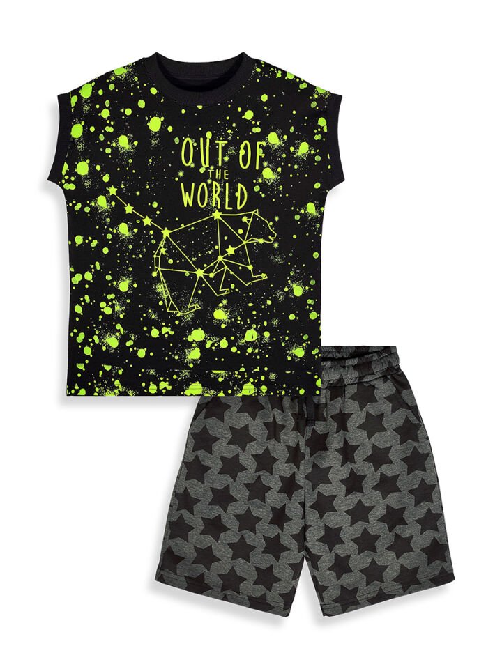 Out Of World Erkek Çocuk T-shirt Şort Takım 7Y - Siyah
