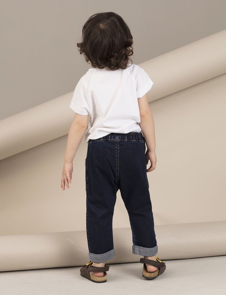 Düğmeli Erkek Çocuk Denim Kapri Şort 3 Y - Lacivert